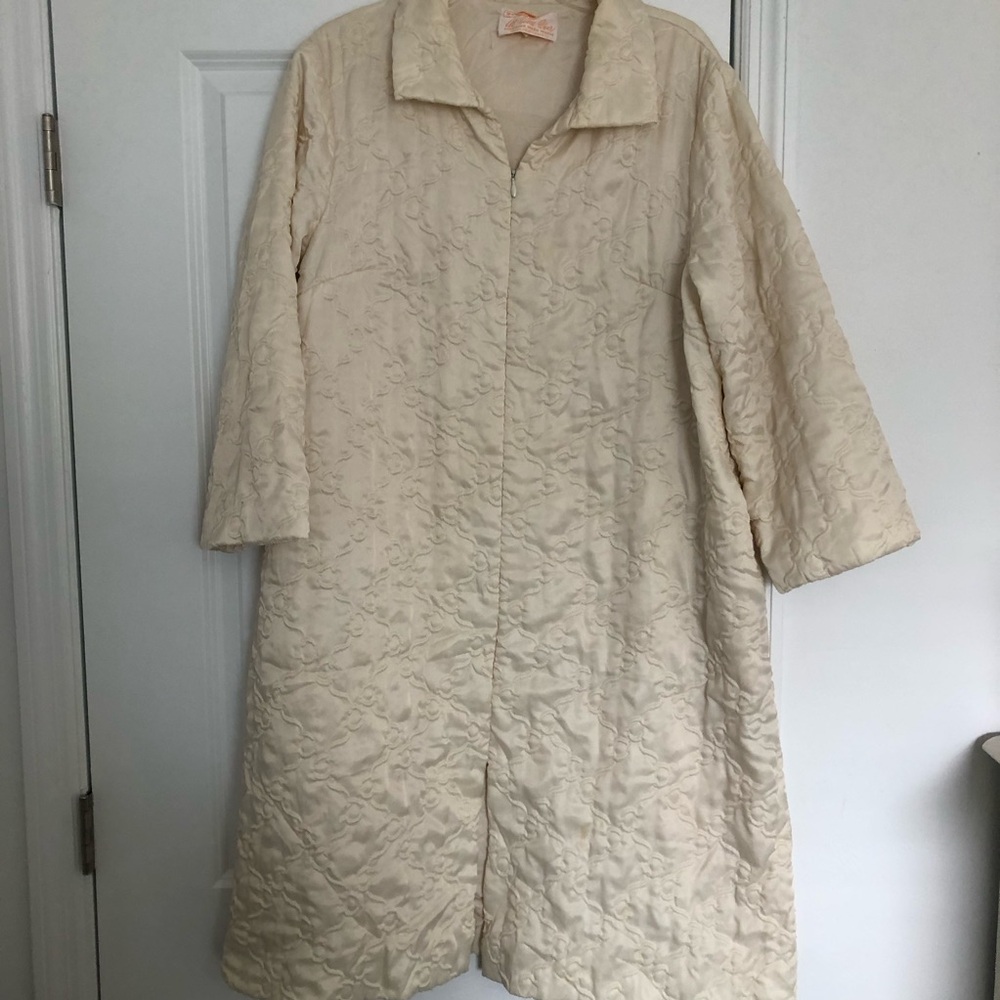 Vintage Sears At Home Wear Cream Quilted Long Robe